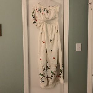 Brand New With Tags Farm Rio Pitanga Embroidered One Shoulder Maxi Dress